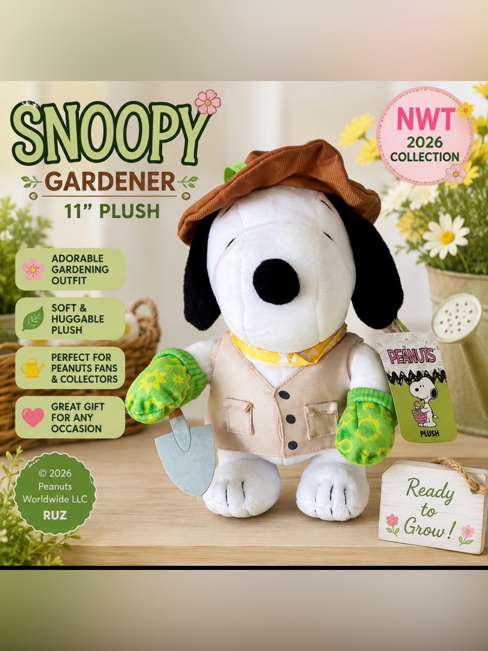 NWT Peanuts Snoopy Gardener 11" Plush 2026 NWT RUZ
Gardening Spring